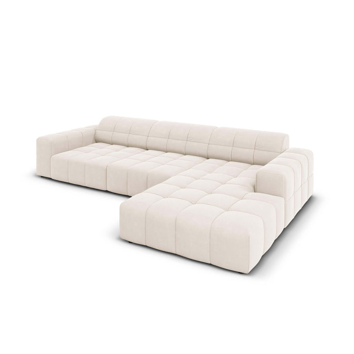 Cosmopolitan Design Chicago Hoekbank met Chaise Longue Rechts - Velvet - Crème