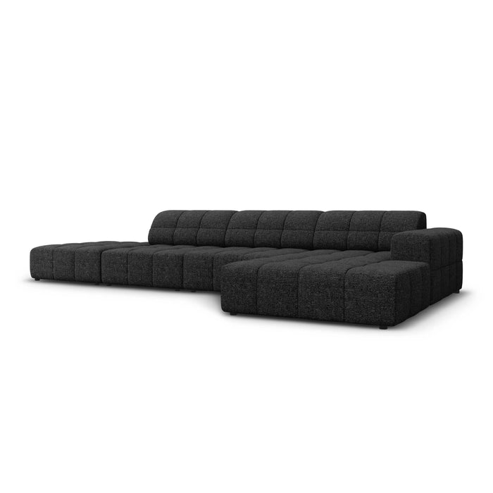 Cosmopolitan Design Chicago Hoekbank met Chaise Longue Rechts - Links Open - Chenille - Zwart