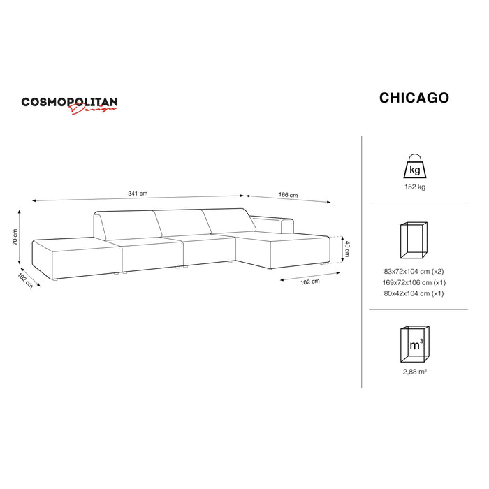 Cosmopolitan Design Chicago Hoekbank met Chaise Longue Rechts - Links Open - Velvet - Olijfgroen