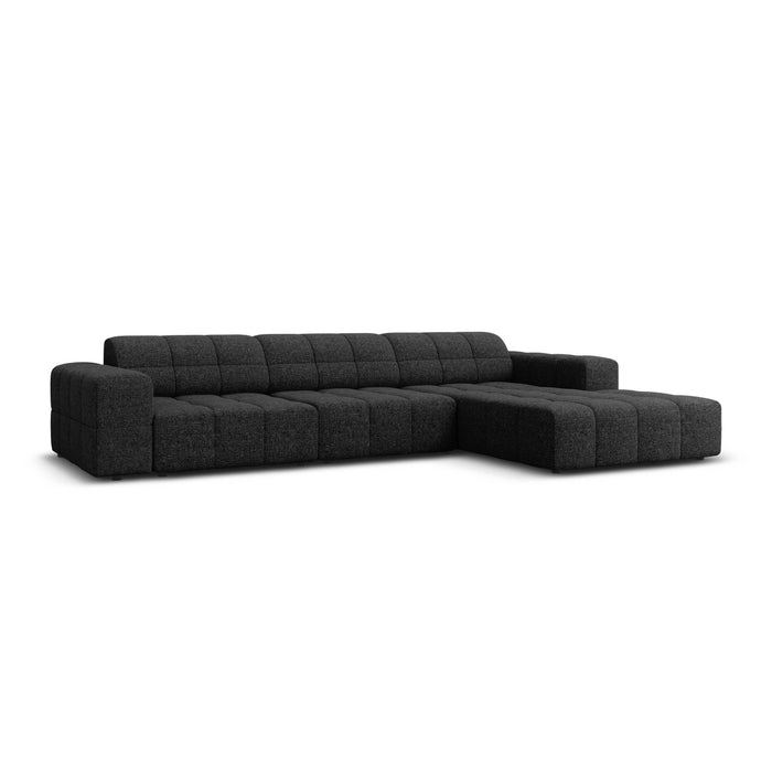 Cosmopolitan Design Chicago Hoekbank met Chaise Longue Rechts - Chenille - Zwart