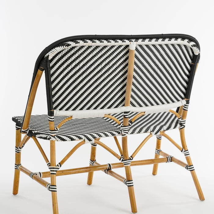 Mica Decorations Mandox Bank - L98 x B60 x H93 cm - Rotan - Zwart, Wit
