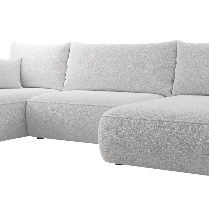 NADUVI Collection Philipa U-bank Rechts met Slaapfunctie - Bouclé - Lichtgrijs