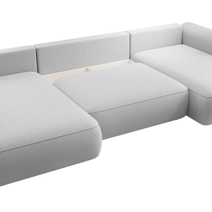 NADUVI Collection Philipa U-bank Links met Slaapfunctie - Velvet - Grijs