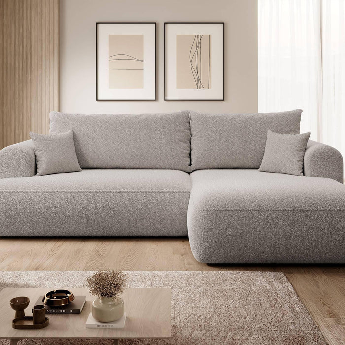 NADUVI Collection Philipa Hoekbank Rechts met Slaapfunctie - Bouclé - Taupe