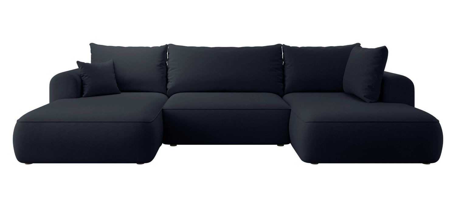 NADUVI Collection Philipa U-bank Rechts met Slaapfunctie - Velvet - Donkerblauw