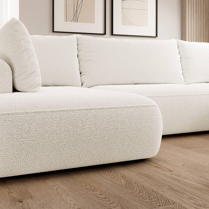 NADUVI Collection Philipa U-bank Links met Slaapfunctie - Bouclé - Crème