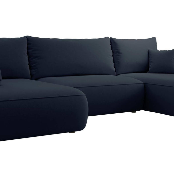 NADUVI Collection Philipa U-bank Links met Slaapfunctie - Velvet - Donkerblauw