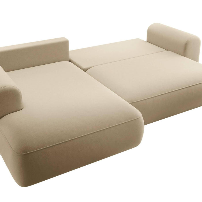 NADUVI Collection Philipa Hoekbank Big Links met Slaapfunctie - Velvet - Beige