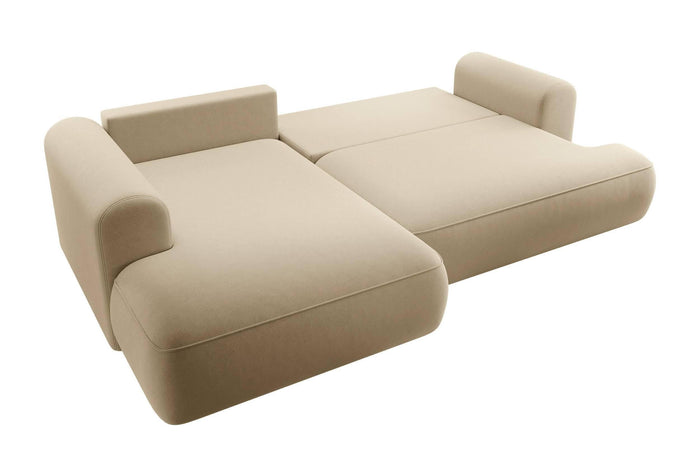 NADUVI Collection Philipa Hoekbank Big Links met Slaapfunctie - Velvet - Beige