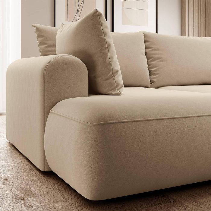 NADUVI Collection Philipa Hoekbank Big Links met Slaapfunctie - Velvet - Beige