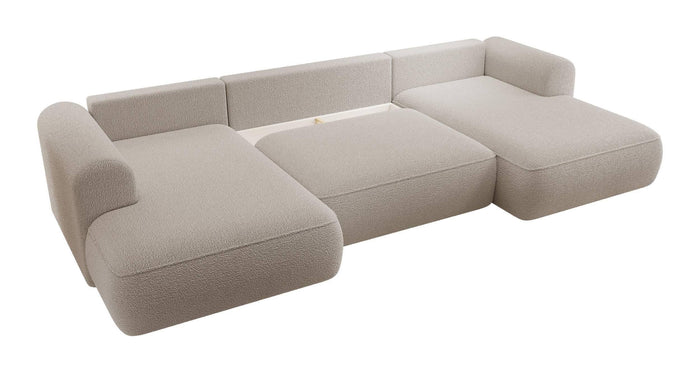 NADUVI Collection Philipa U-bank Links met Slaapfunctie - Bouclé - Taupe