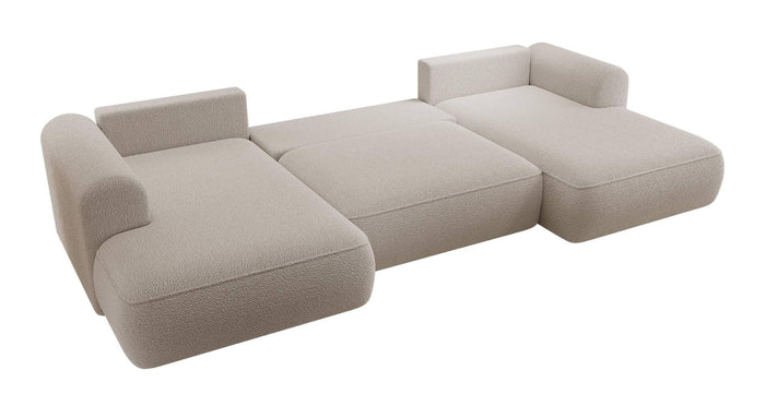 NADUVI Collection Philipa U-bank Links met Slaapfunctie - Bouclé - Taupe