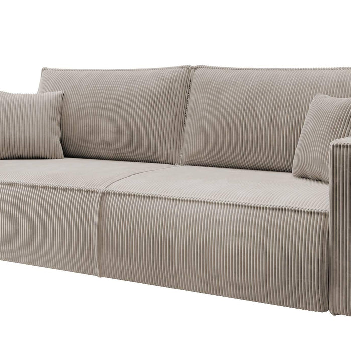 NADUVI Collection Galine 3-zitsbank met Slaapfunctie - Ribstof - Beige