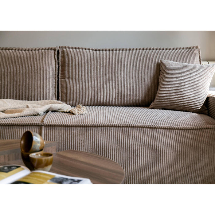 NADUVI Collection Galine 3-zitsbank met Slaapfunctie - Ribstof - Beige