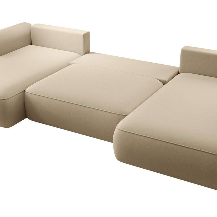 NADUVI Collection Philipa U-bank Rechts met Slaapfunctie - Velvet - Beige