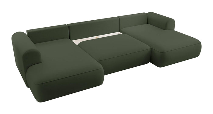 NADUVI Collection Philipa U-bank Links met Slaapfunctie - Velvet - Donkergroen