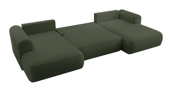 NADUVI Collection Philipa U-bank Links met Slaapfunctie - Velvet - Donkergroen