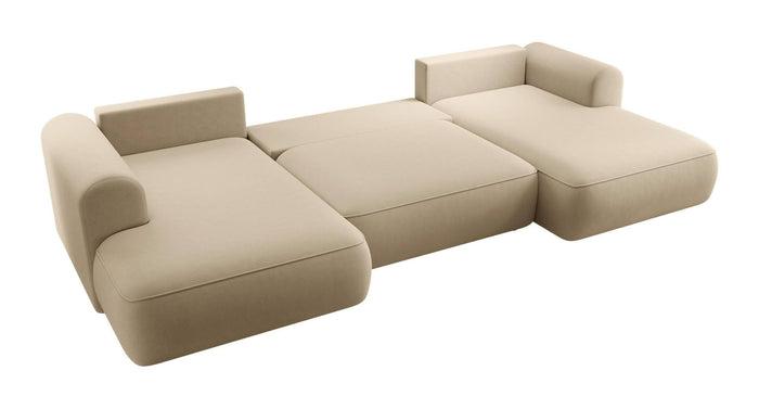 NADUVI Collection Philipa U-bank Links met Slaapfunctie - Velvet - Beige