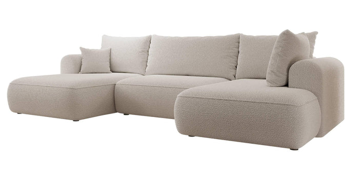 NADUVI Collection Philipa U-bank Rechts met Slaapfunctie - Bouclé - Taupe