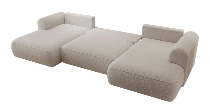 NADUVI Collection Philipa U-bank Rechts met Slaapfunctie - Bouclé - Taupe