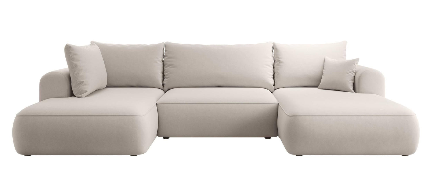NADUVI Collection Philipa U-bank Links met Slaapfunctie - Velvet - Gebroken wit
