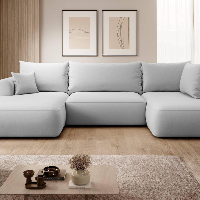 NADUVI Collection Philipa U-bank Rechts met Slaapfunctie - Velvet - Grijs