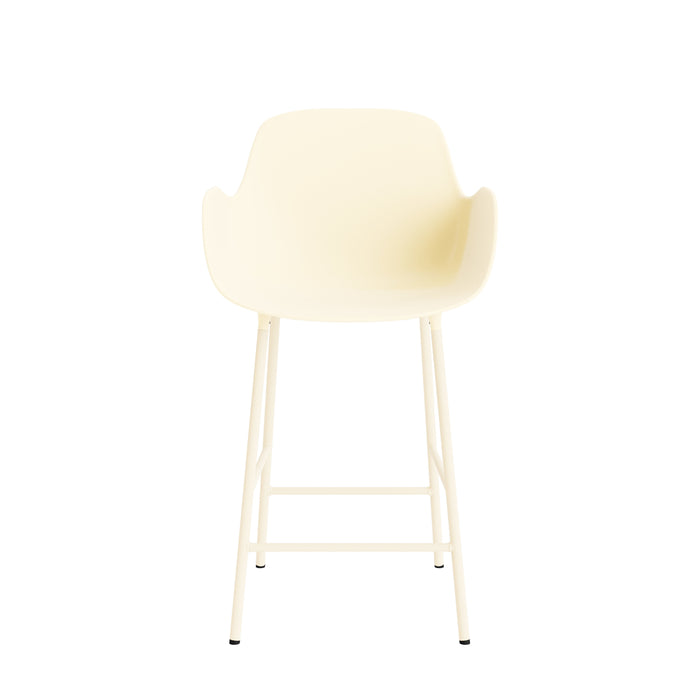 Normann Copenhagen Form Barkruk High 75 cm met Armleuning - Staal - Crème