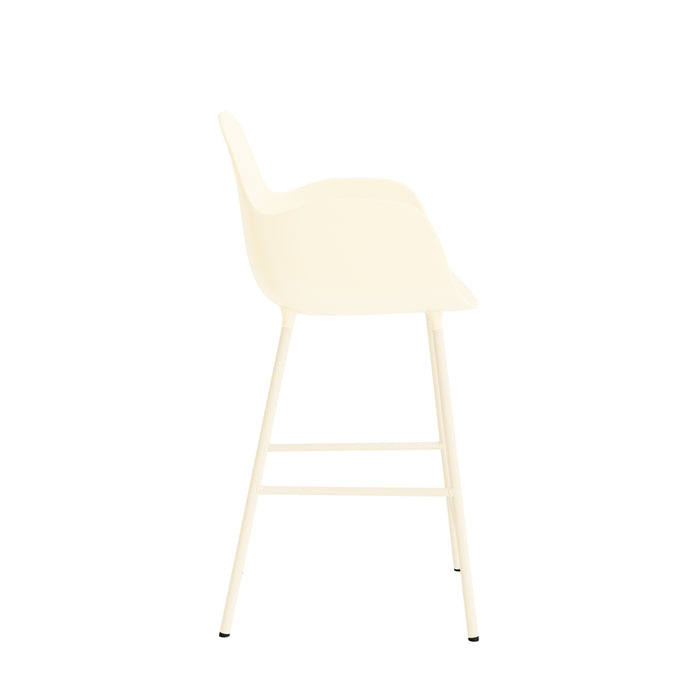 Normann Copenhagen Form Barkruk High 75 cm met Armleuning - Staal - Crème