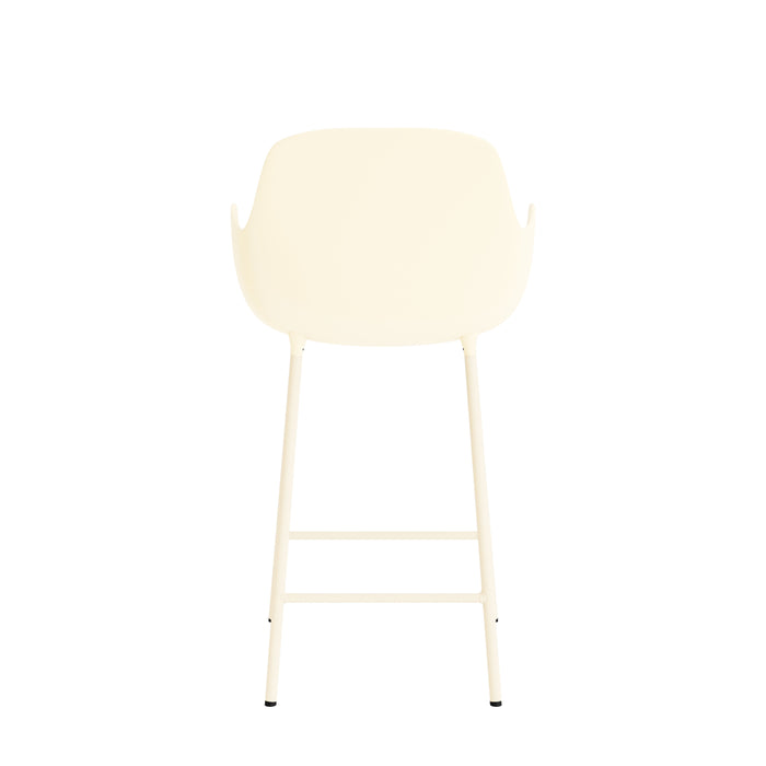 Normann Copenhagen Form Barkruk High 75 cm met Armleuning - Staal - Crème