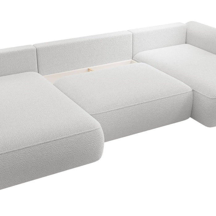 NADUVI Collection Philipa U-bank Links met Slaapfunctie - Bouclé - Lichtgrijs