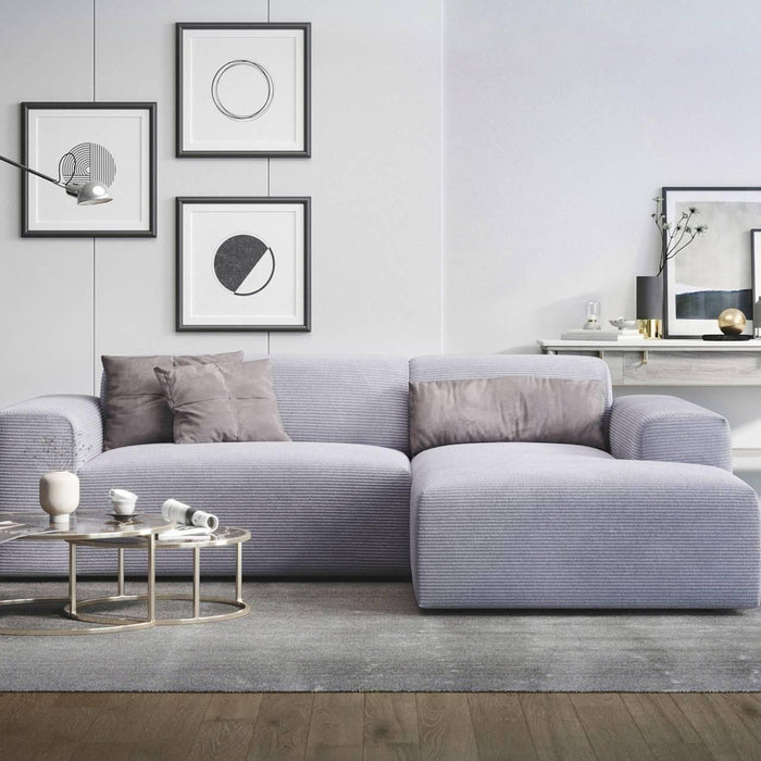 NADUVI Collection Nina Hoekbank Rechts - Ribstof - Lichtgrijs