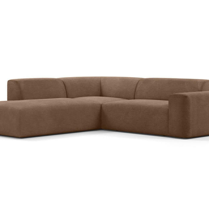 NADUVI Collection Nina Big Hoekbank Links - Ribstof - Hazelnootbruin