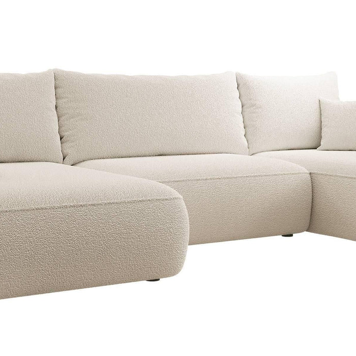 NADUVI Collection Philipa U-bank Links met Slaapfunctie - Bouclé - Beige