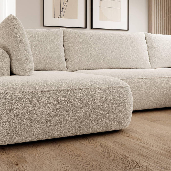 NADUVI Collection Philipa U-bank Links met Slaapfunctie - Bouclé - Beige