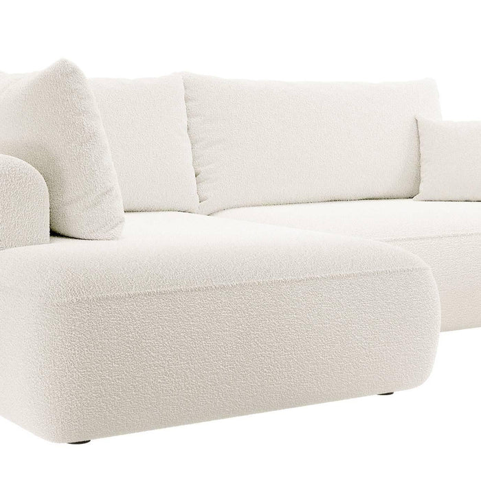 NADUVI Collection Philipa Hoekbank Big Links met Slaapfunctie - Bouclé - Crème