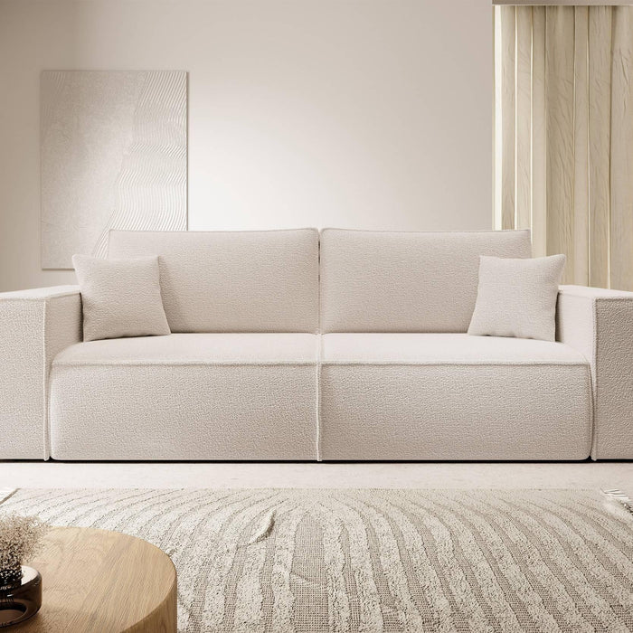 NADUVI Collection Galine 3-zitsbank met Slaapfunctie - Bouclé - Crème