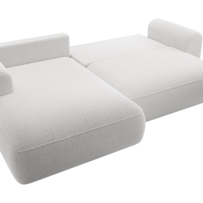 NADUVI Collection Philipa Hoekbank Links met Slaapfunctie - Bouclé - Lichtgrijs