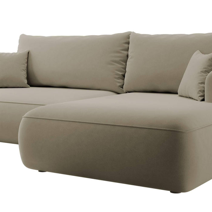 NADUVI Collection Philipa Hoekbank Rechts met Slaapfunctie - Velvet - Beige