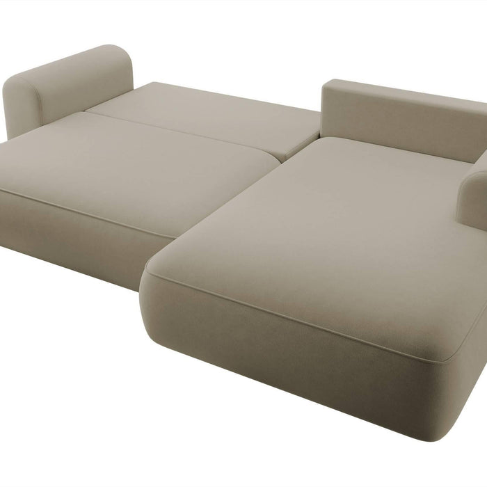 NADUVI Collection Philipa Hoekbank Rechts met Slaapfunctie - Velvet - Beige