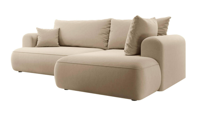 NADUVI Collection Philipa Hoekbank Big Rechts met Slaapfunctie - Velvet - Beige