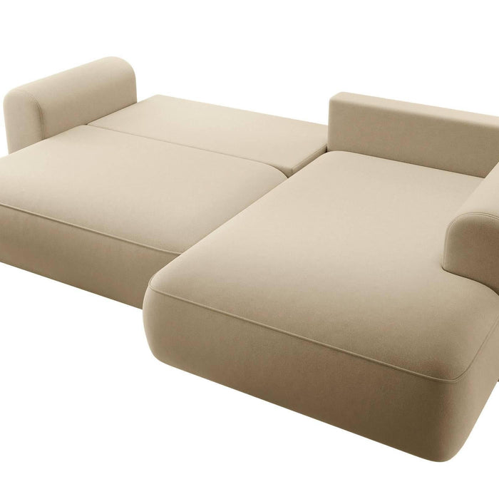 NADUVI Collection Philipa Hoekbank Big Rechts met Slaapfunctie - Velvet - Beige
