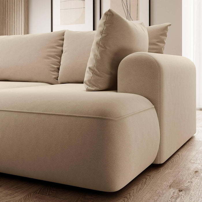 NADUVI Collection Philipa Hoekbank Big Rechts met Slaapfunctie - Velvet - Beige