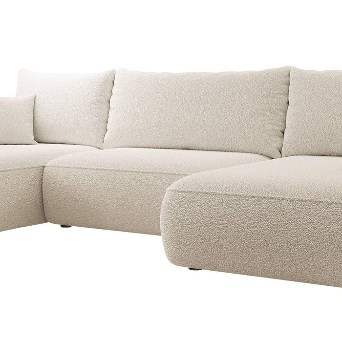 NADUVI Collection Philipa U-bank Rechts met Slaapfunctie - Bouclé - Beige