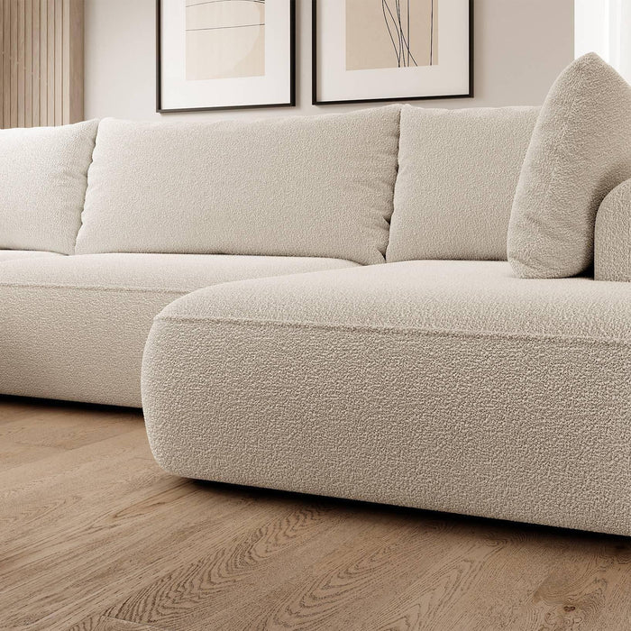 NADUVI Collection Philipa U-bank Rechts met Slaapfunctie - Bouclé - Beige