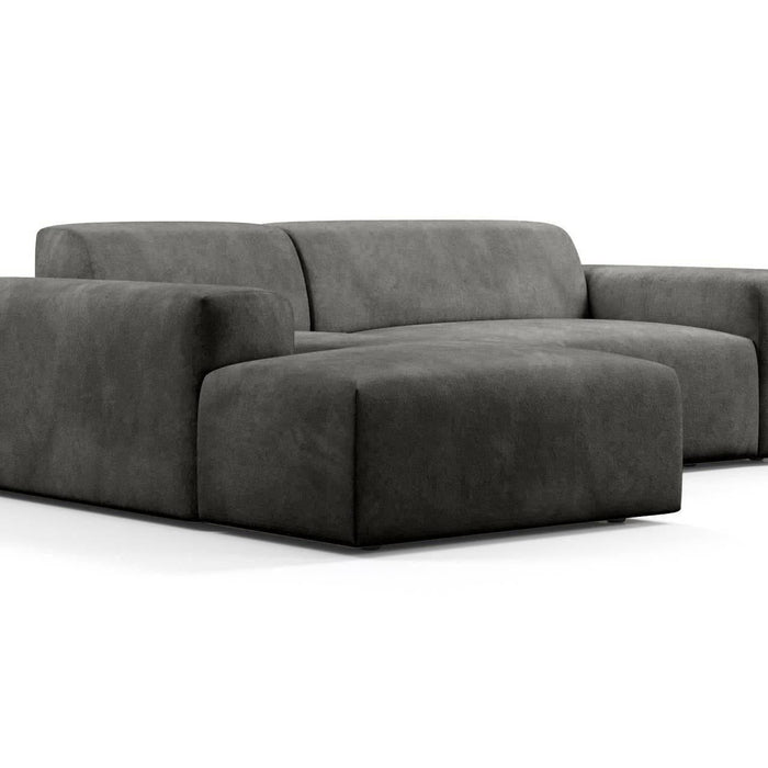 NADUVI Collection Nina Hoekbank Links - Velvet - Donkergrijs