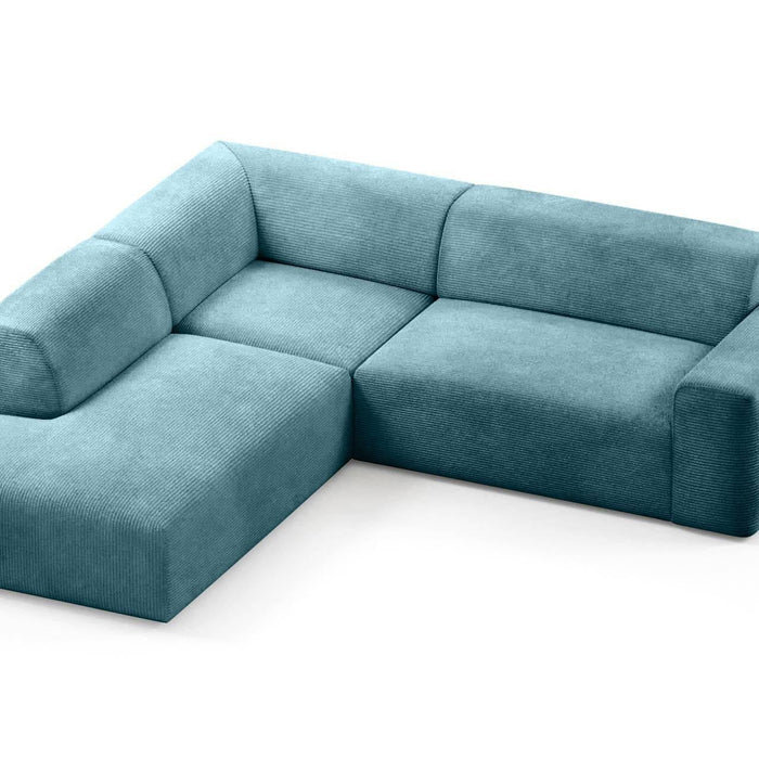 NADUVI Collection Nina Big Hoekbank Links - Ribstof - Turquoise