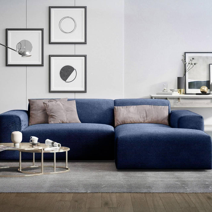 NADUVI Collection Nina Hoekbank Rechts - Ribstof - Donkerblauw