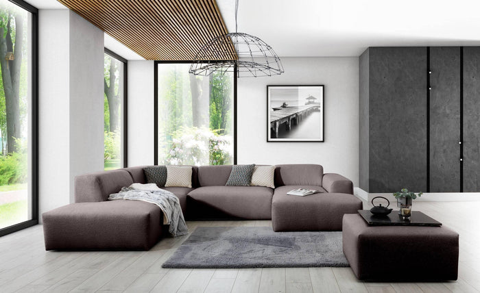 NADUVI Collection Nina U-bank Links - Ribstof - Donkerbruin