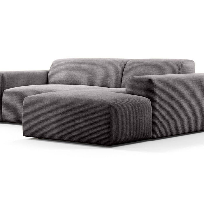 NADUVI Collection Nina Hoekbank Rechts - Ribstof - Donkergrijs