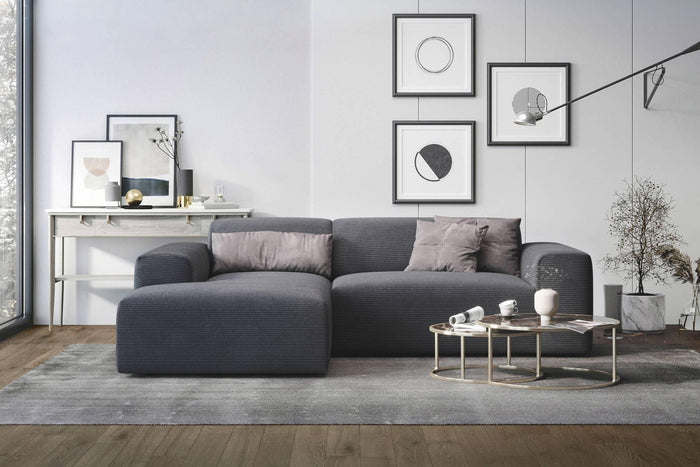 NADUVI Collection Nina Hoekbank Links - Ribstof - Antraciet